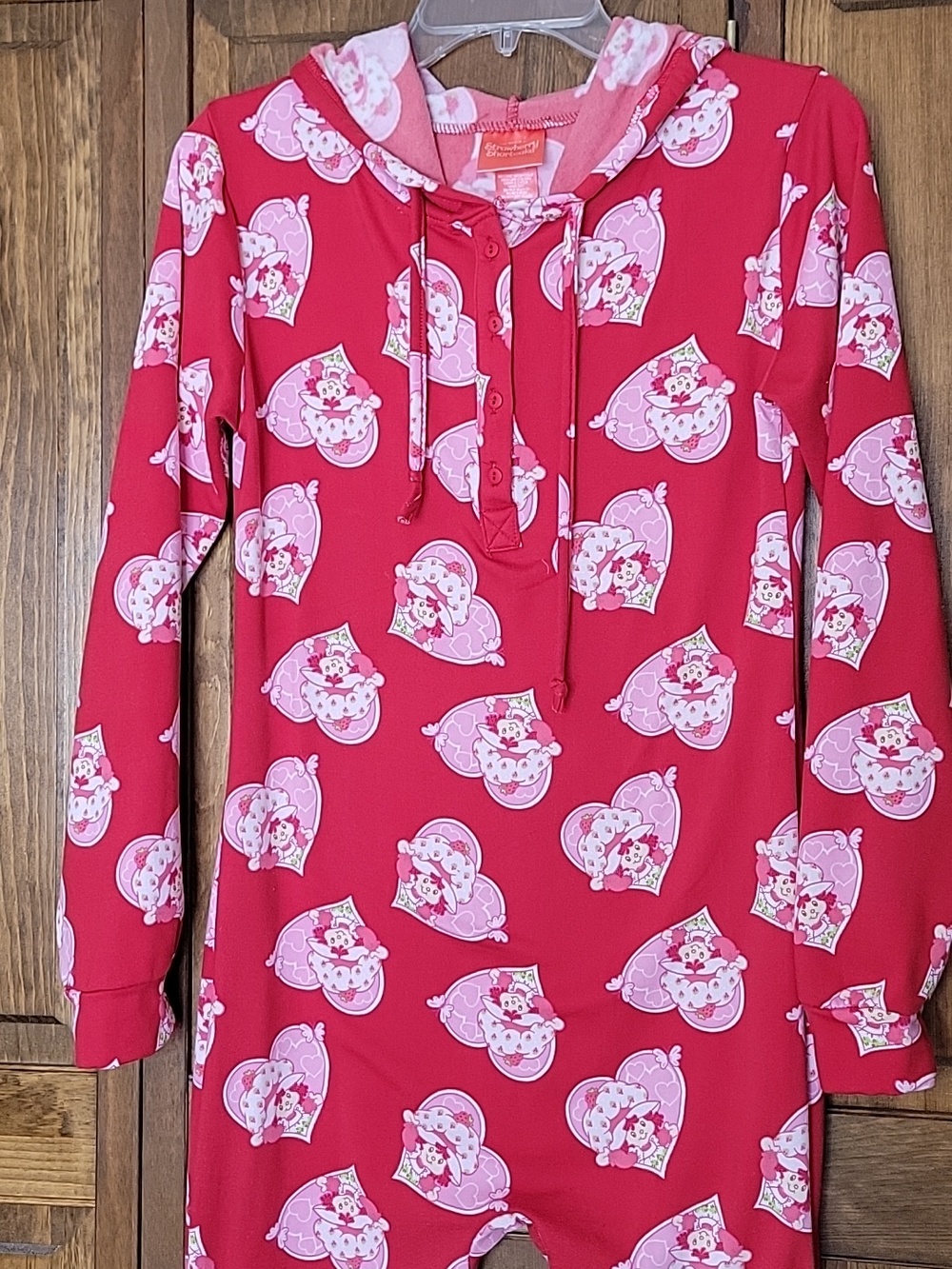 Strawberry Shortcake NWOT Hooded One Piece Sleep Pajama Romper Loungewear Sz M